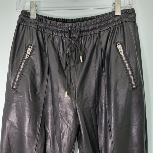 BlankNYC Joggers‎ Black Vegan Leather Jogger Pants Size 28 Fun Classic City - Picture 2 of 11